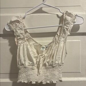 White Ruffled Smocked Top